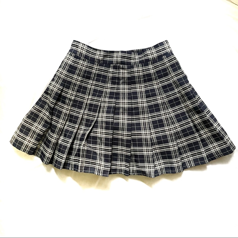 unknown brand size xsmall navy blue womens plaid skirt